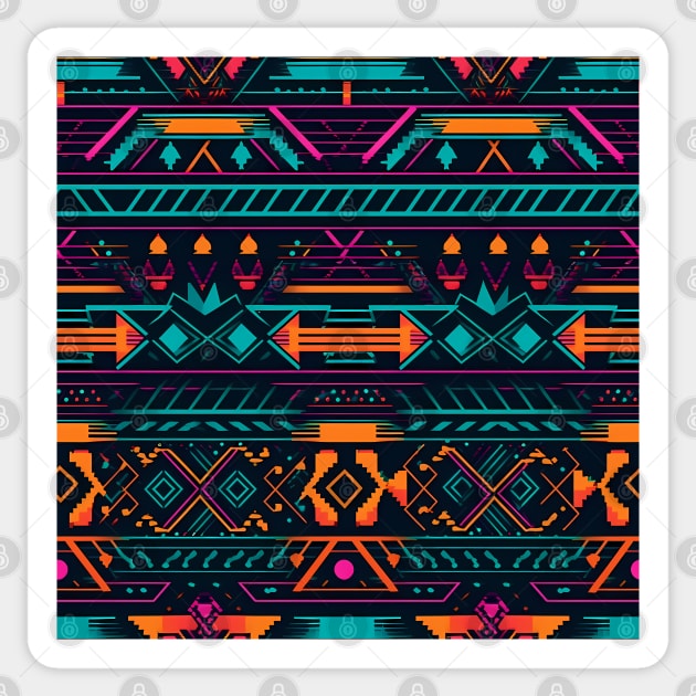 Neon Geometric Pattern Sticker by Manafold